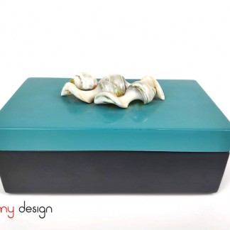 Rectangular black box with blue sea snail lid 8*14*H5 cm